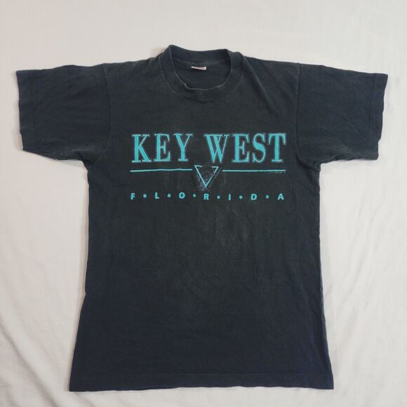 Vintage Fruit of the loom Men’s T Shirt‎ Key West Florida Black Medium - Picture 1 of 15